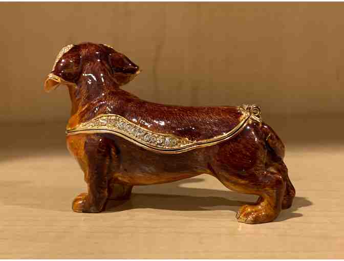 Bejeweled Collection Department 56 Brown Dachshund Dog Trinket Box