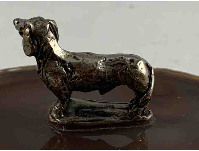 Signed Nora-Joe Weingarten Handcrafted Sterling Silver-Agate Dachshund Figurine