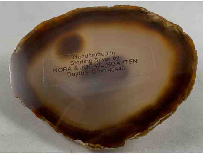 Signed Nora-Joe Weingarten Handcrafted Sterling Silver-Agate Dachshund Figurine