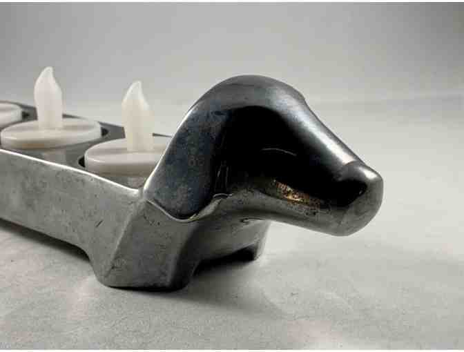 Candle Holder - Polished Aluminum 10' Dachshund Tealight Candle Holder - USED