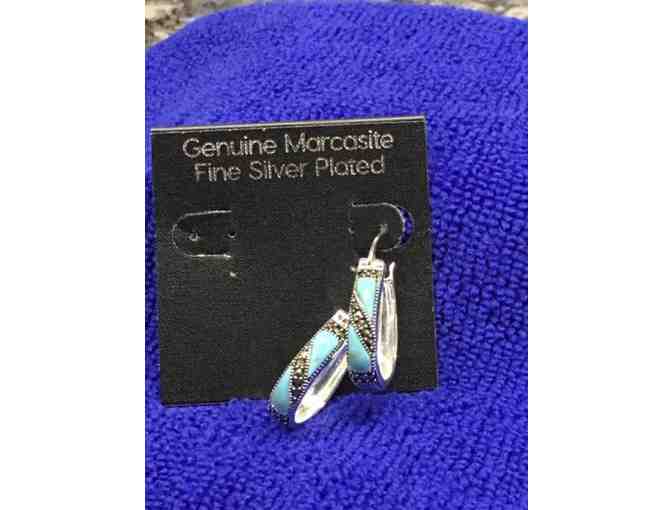 Earrings -- Marcasite Fine Silver Plated hoop earrings!!