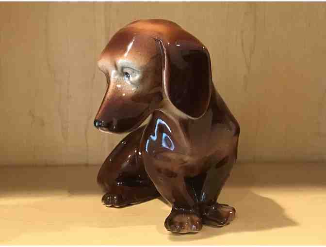 Vintage 1950s (?) Dachshund Dog Porcelain Figure with cork in bottom-5' tall