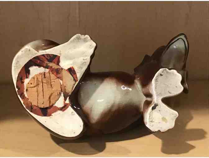 Vintage 1950s (?) Dachshund Dog Porcelain Figure with cork in bottom-5' tall