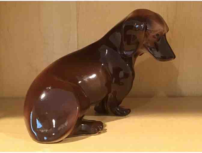 Vintage 1950s (?) Dachshund Dog Porcelain Figure with cork in bottom-5' tall