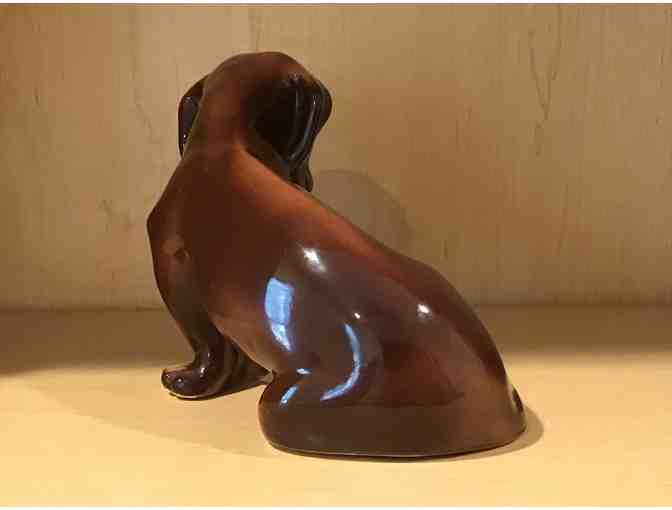 Vintage 1950s (?) Dachshund Dog Porcelain Figure with cork in bottom-5' tall