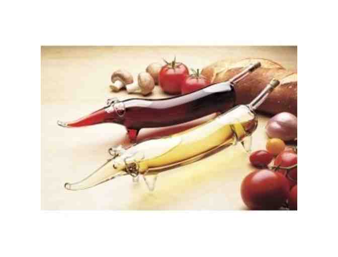 Cruet Set - Dachshund Glass Oil & Vinegar Set