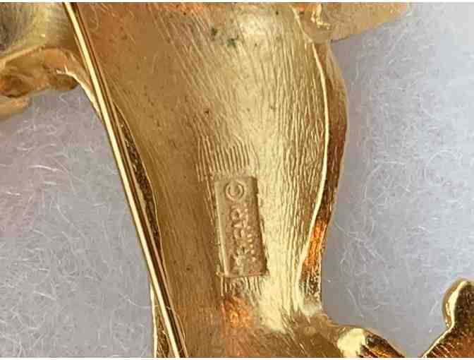 Brooch - Pin ~~ 1960'S Crown TRIFARI Gold-Tone Posing Dachshund Brooch