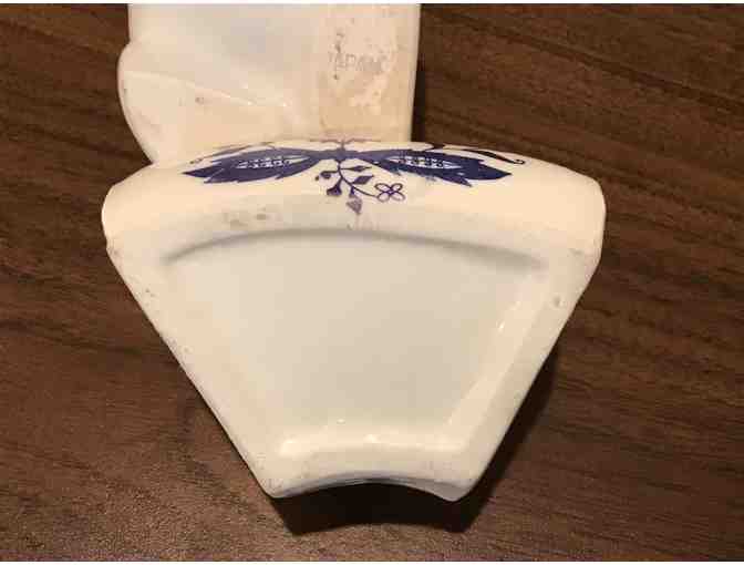 Vintage Blue Willow Porcelain Dachshund Dog Condiment Candy Nut Dish Set, Japan