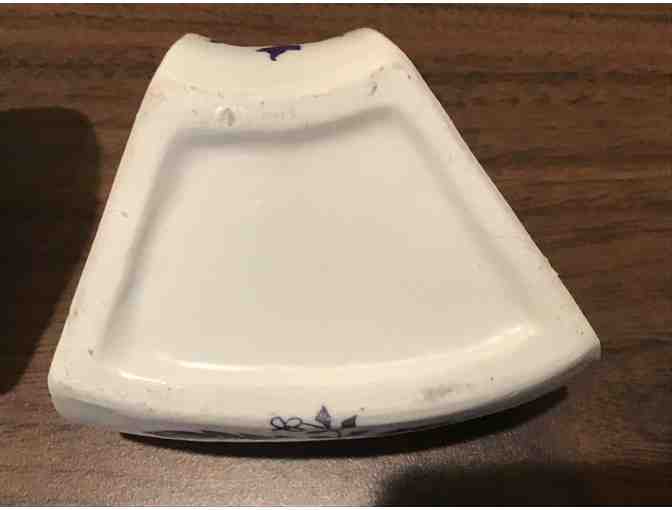 Vintage Blue Willow Porcelain Dachshund Dog Condiment Candy Nut Dish Set, Japan