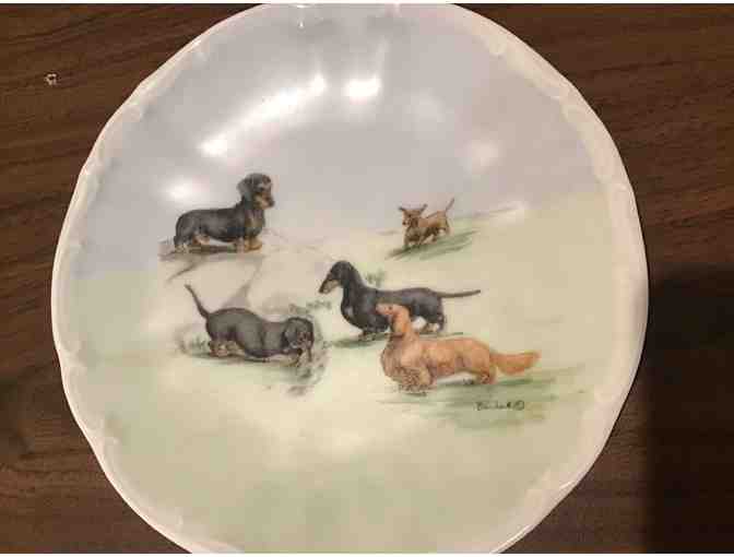 Vintage Barnhart Studios Limited Edition hand painted porcelain plate w/5 dachshunds!