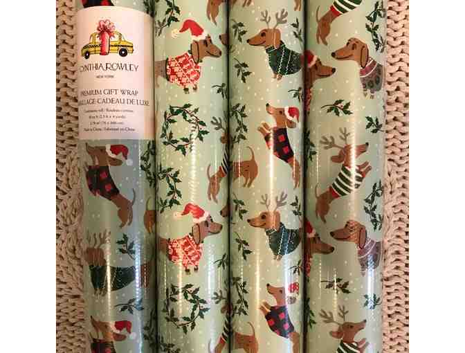 Cynthia Rowley Mint Green Dachshund Christmas Premium Wrapping Paper