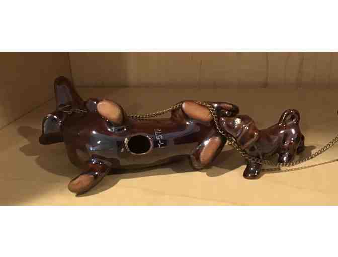 Vintage Red Clay (Redware) Dachshund Mother & Pups Figurines-5 Pieces-Not perfect!!