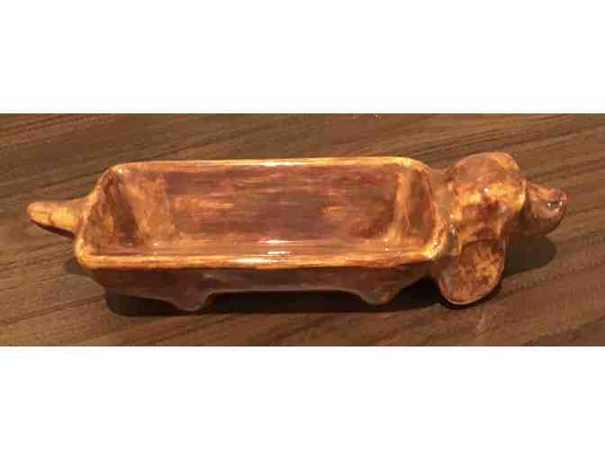 Ceramic Dachshund Dish - For Candy, Crackers, Nuts or even a hot dog! Looks homemade!