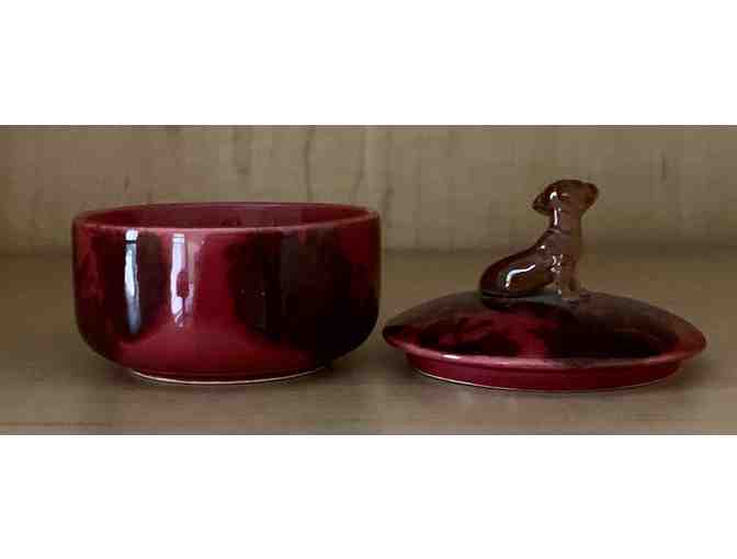 Trinket Dish - Covered Trinket Dish with adorable Dachshund Puppy on Top!