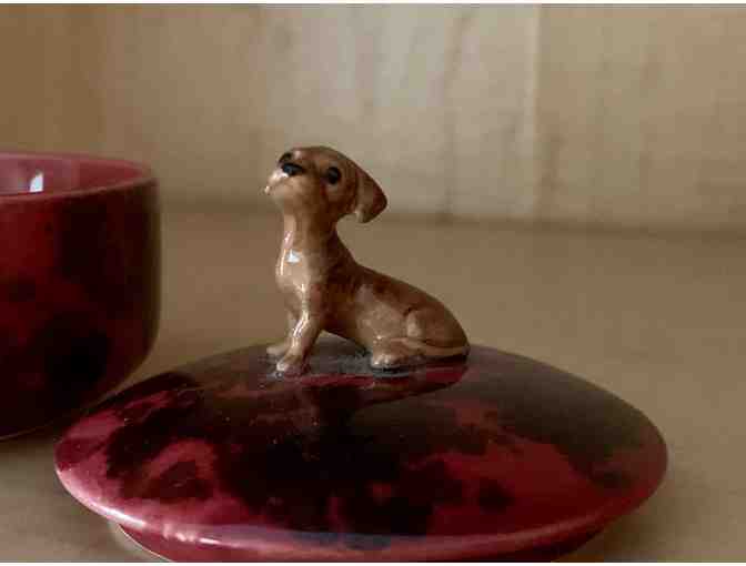 Trinket Dish - Covered Trinket Dish with adorable Dachshund Puppy on Top!