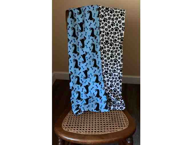Blanket - Dog or Baby Blanket of 100% Cotton Flannel - Blue Background with Doxies!