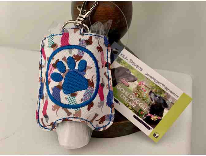 Hand Sanitizer! Little Holder for Small Bottle of Sanitizer - Dachshund Pattern-Blue