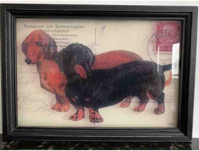 Hardenbrook Studio Framed Dachshund Stamp Reversed Painting Print