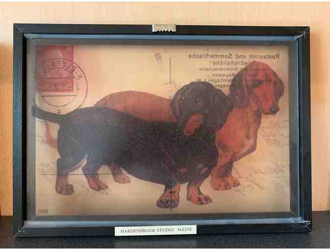 Hardenbrook Studio Framed Dachshund Stamp Reversed Painting Print