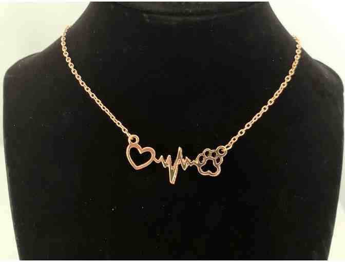 Two Necklaces - 1 Gold-Tone of Heartbeat with a Paw & 1 Silver Tone of Dachshund w/Hearts