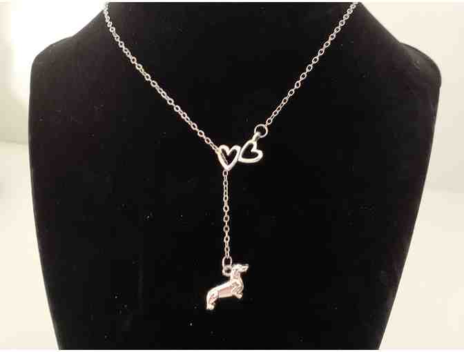 Two Necklaces - 1 Gold-Tone of Heartbeat with a Paw & 1 Silver Tone of Dachshund w/Hearts