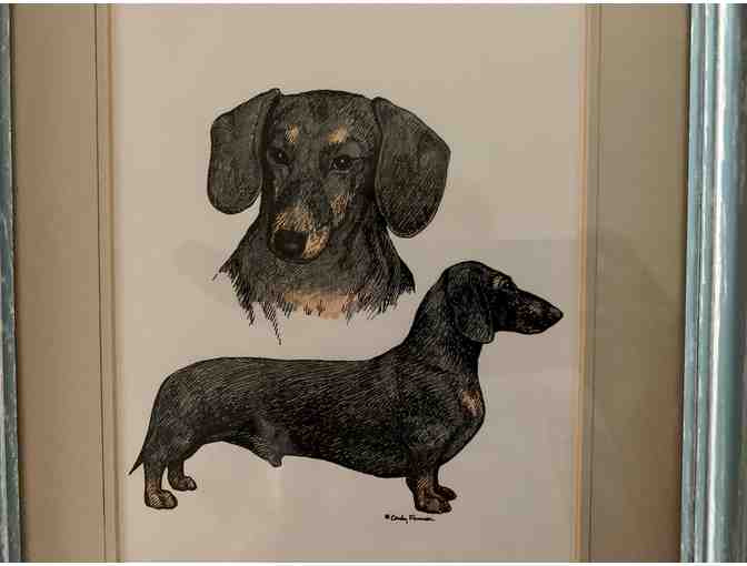 Vintage Cindy Farmer Framed Print - Black & Tan Dachshund