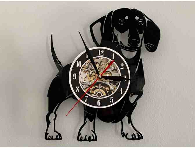 Clock --- A Dachshund Clock created from a Vinyl Record!