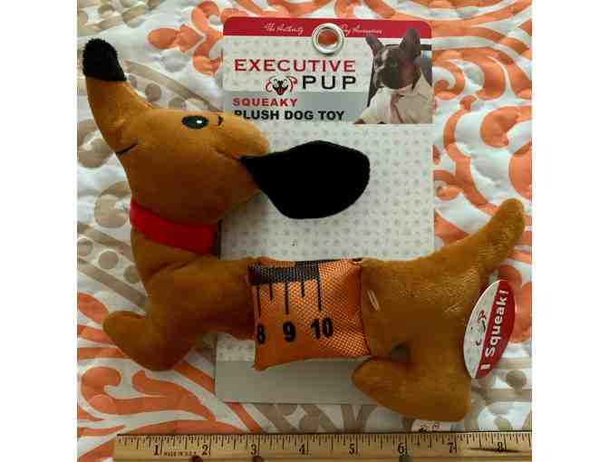 Dog Toys! Two Executive Pup Squeaky Toys - One Dachshund and One Cell Phone