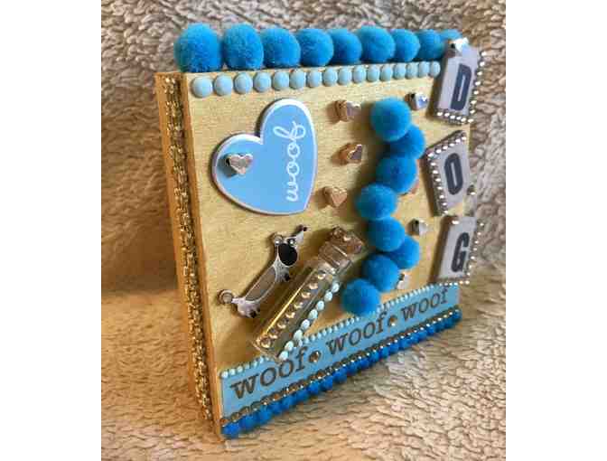 Original Wood Panel Dachshund Art 'Woof'