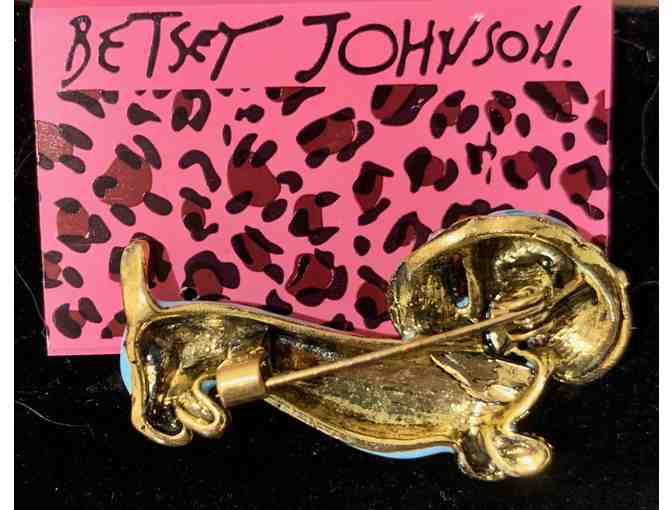 Enamel Rhinestone Blue Dachshund Brooch Pin by Betsey Johnson