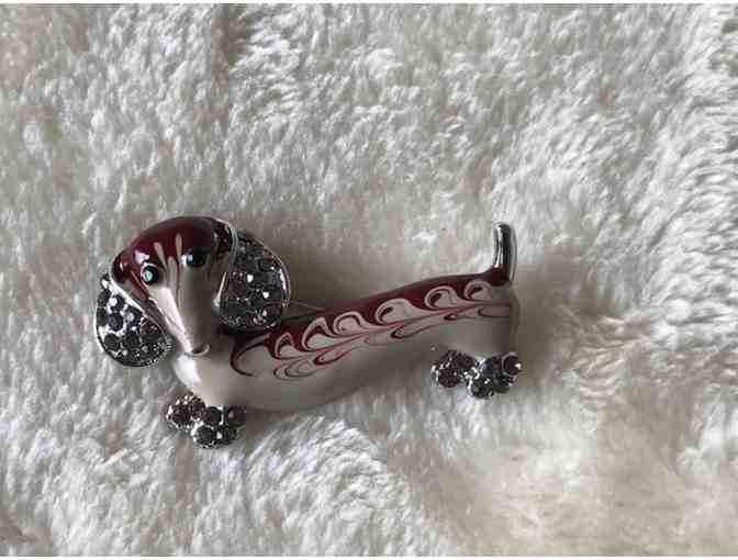 Crystal Dachshund Brooch