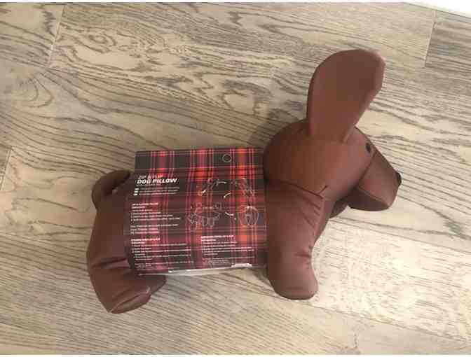 Zip and Flip Dog Travel Dachshund Pillow with Luggage Tag