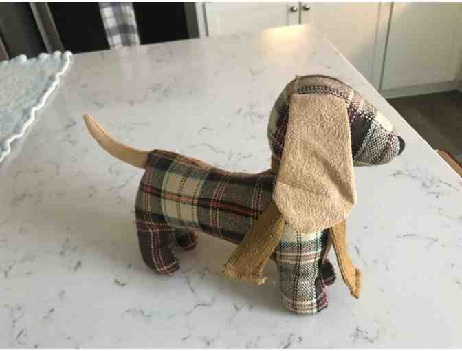 Plaid stuffed doxie