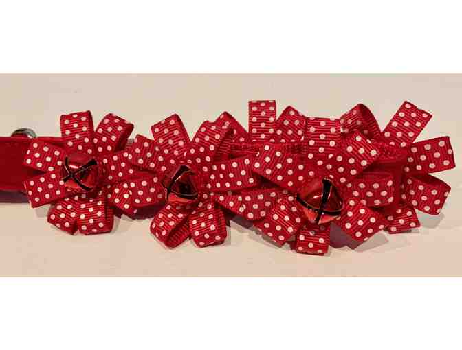 Bows with Bells Dog Collar Merry & Bright Collection - Medium Neck Size 14 to 20'