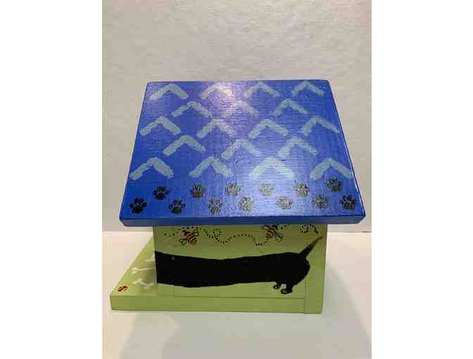 Bird House - Hand Painted 'Doxie' Green Bird House with Doxies & Balloons on back!