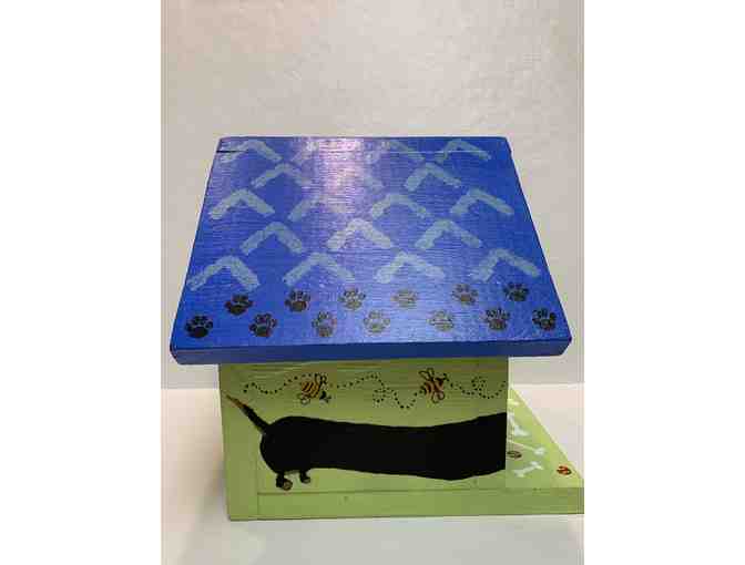 Bird House - Hand Painted 'Doxie' Green Bird House with Doxies & Balloons on back!