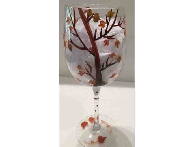 Wine Glass - Hand Painted - Fall Theme! With Dogs!