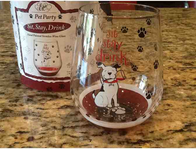 Sit, Stay, Drink - Stemless Wine Glass