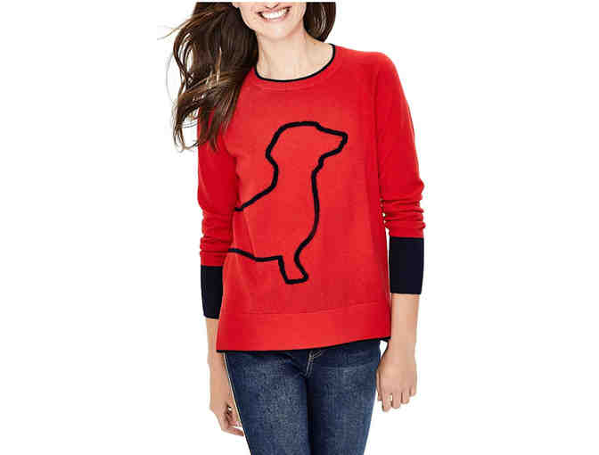 Boden Red / Navy Dachshund Sweater - Size MEDIUM - 50% Cotton / 50% Wool