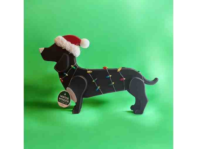 Wood Dachshund with Christmas Lights - Approx 20" x 13" - Photo 1