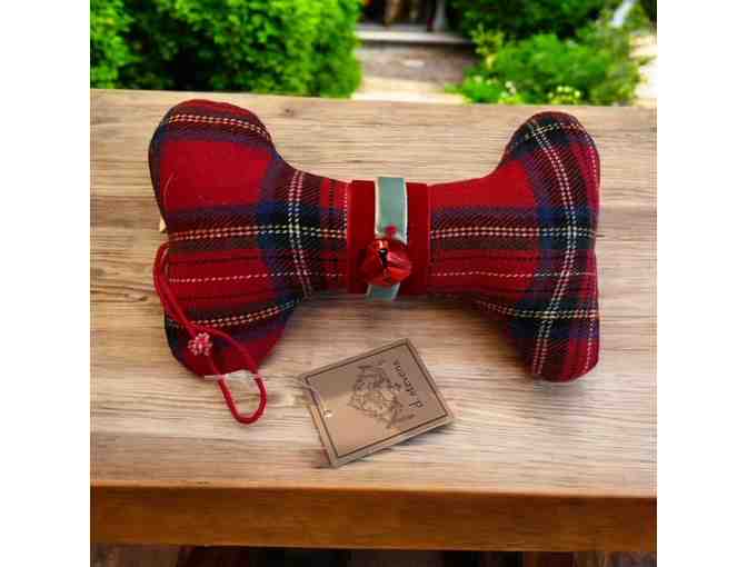 Red Plaid Stuffed Bone Christmas Ornament - Photo 1