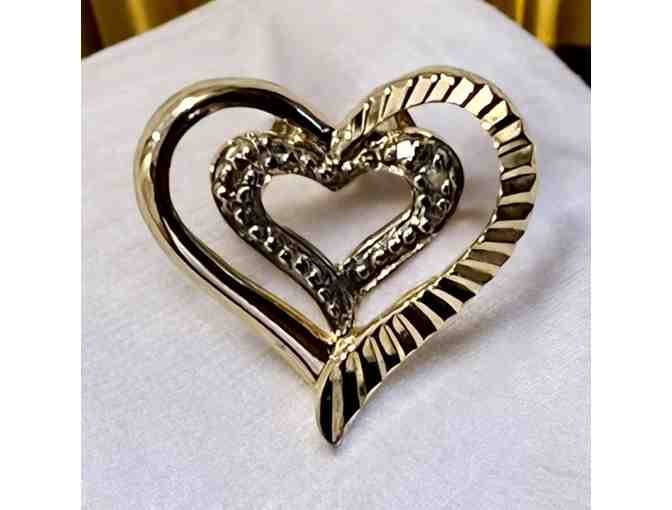 Two-tone Heart Pendant (no chain) - Stamped Sterling Silver - 18k gold overlay