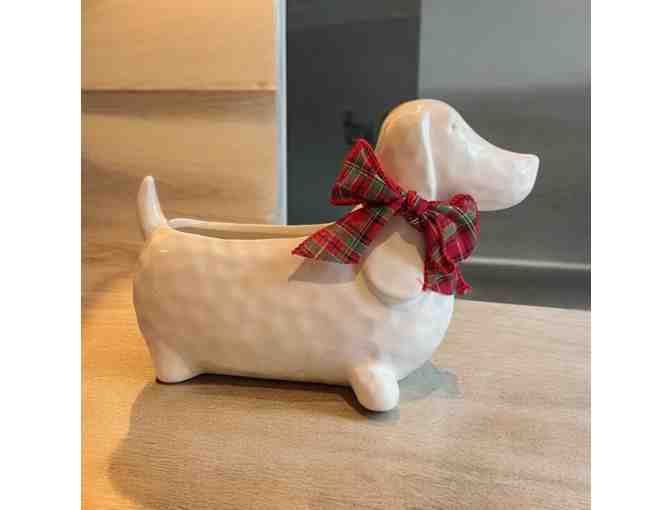 White Dachshund Ceramic Planter or Candy Dish! - Photo 1