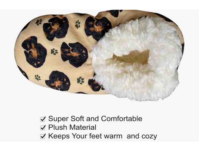 Slippers! Comfies Women's Black and Tan Dachshund Slippers