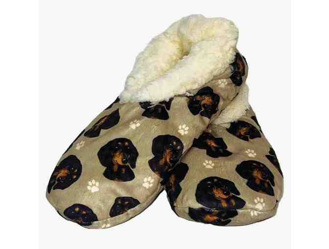Slippers! Comfies Women's Black and Tan Dachshund Slippers