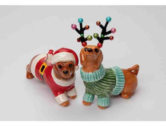 Christmas Dachshund Ceramic Salt and Pepper Shakers!