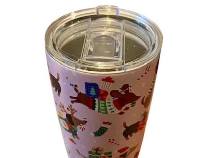 Clementine Brand 20 oz Dachshund Christmas Tumbler with Lid