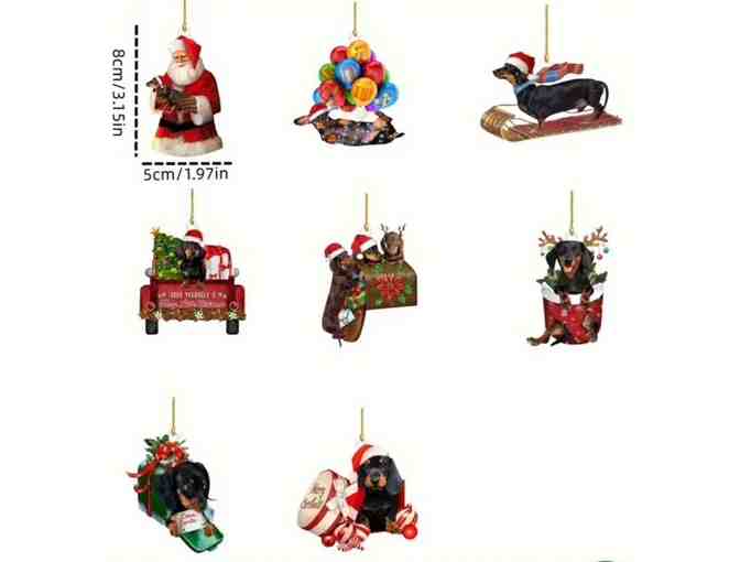 Acrylic 2D Christmas Ornaments - Set of 8