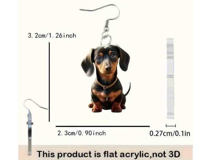 Black and Tan Dachshund Earrings - Acrylic 2 Dimension