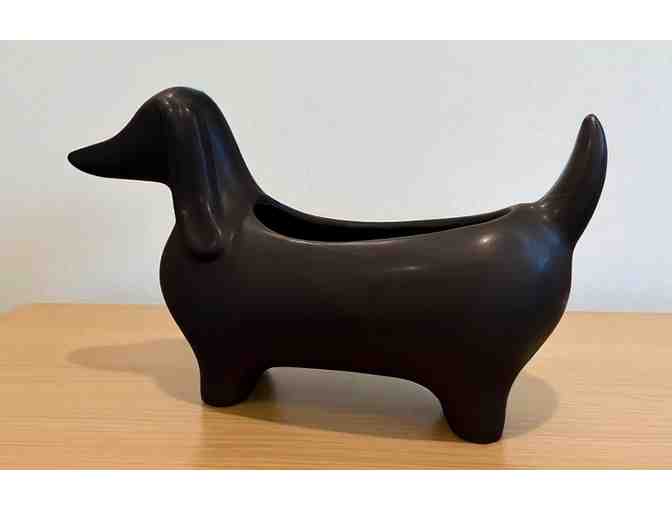 Ceramic Black Dachshund Planter - Dark Gray - Modern Design